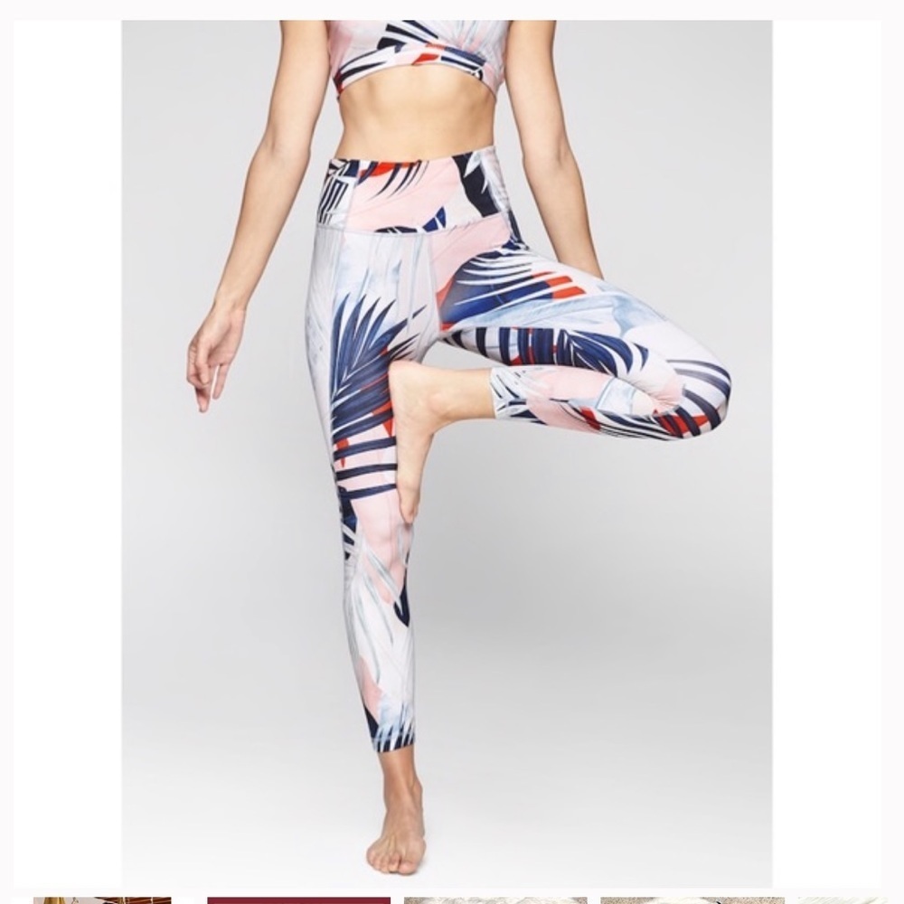 Athleta Tahitian Salutation Leaf Print Leggings - Picture 1 of 8